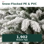 6 ft Flocked Artificial Christmas Tree, 300 Dual Color Lights