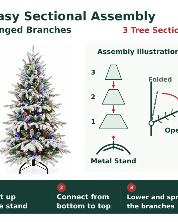 7 ft Flocked Artificial Christmas Tree, 400 Dual Color Lights