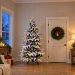 7 ft Flocked Artificial Christmas Tree, 400 Dual Color Lights