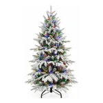 7 ft Flocked Artificial Christmas Tree, 400 Dual Color Lights