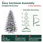 8 ft Flocked Artificial Christmas Tree, 520 Dual Color Lights