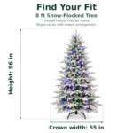 8 ft Flocked Artificial Christmas Tree, 520 Dual Color Lights