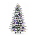 8 ft Flocked Artificial Christmas Tree, 520 Dual Color Lights