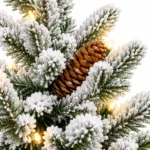 2 ft Flocked Artificial Potted Christmas Tree, 189 Tips, 30 Warm White Lights