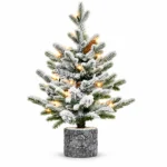 3 ft Flocked Artificial Potted Christmas Tree, 365 Tips, 70 Warm White Lights