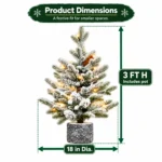 3 ft Flocked Artificial Potted Christmas Tree, 365 Tips, 70 Warm White Lights