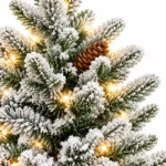 4.5 ft Flocked Artificial Potted Christmas Tree, 720 Tips, 150 Warm White Lights