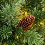 5 ft Prelit Artificial Christmas Tree with 290 Warm White LED Lights, 43 Pinecones, Mixed PE/PVC Foliage and Hinged Branches