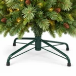5 ft Prelit Artificial Christmas Tree with 290 Warm White LED Lights, 43 Pinecones, Mixed PE/PVC Foliage and Hinged Branches