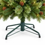 7.5 ft Prelit Artificial Christmas Tree with 750 Warm White LED Lights, 82 Pinecones, Mixed PE/PVC Foliage and Hinged Branches