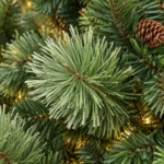 8 ft Prelit Artificial Christmas Tree with 820 Warm White LED Lights, 90 Pinecones, Mixed PE/PVC Foliage and Hinged Branches