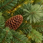 8 ft Prelit Artificial Christmas Tree with 820 Warm White LED Lights, 90 Pinecones, Mixed PE/PVC Foliage and Hinged Branches