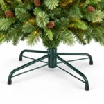 8 ft Prelit Artificial Christmas Tree with 820 Warm White LED Lights, 90 Pinecones, Mixed PE/PVC Foliage and Hinged Branches