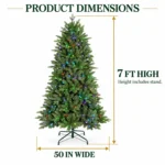7 ft Artificial Christmas Tree, 2126 Tips, 340 RGB Multicolor Lights