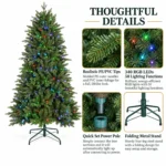 7 ft Artificial Christmas Tree, 2126 Tips, 340 RGB Multicolor Lights