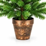2 ft Artificial Tabletop Christmas Tree with 230 All-PE Branch Tips, Unlit Mini Green Tree with Rustic Brown Pot-Style Base for Desk and Console Decor