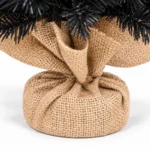 3 ft Black Artificial Tabletop Christmas Tree, 350 PE/PVC Tips, Unlit Tree with Burlap Wrapped Base for Christmas and Halloween Decorations