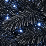 4 ft Prelit Black Artificial Christmas Tree with 150 White LED Lights, 666 PE/PVC Tips, Hinged Branches and Metal Stand for Holiday Decor