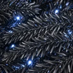 5 ft Prelit Black Artificial Christmas Tree with 250 White LED Lights, 1,076 PE/PVC Tips, Hinged Branches and Metal Stand