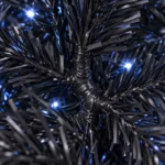 5 ft Prelit Black Artificial Christmas Tree with 250 White LED Lights, 1,076 PE/PVC Tips, Hinged Branches and Metal Stand