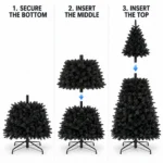 6 ft Prelit Black Artificial Christmas Tree with 350 White LED Lights, 1,460 PE/PVC Tips, Hinged Branches and Metal Stand