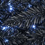 6 ft Prelit Black Artificial Christmas Tree with 350 White LED Lights, 1,460 PE/PVC Tips, Hinged Branches and Metal Stand