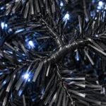 6 ft Prelit Black Artificial Christmas Tree with 350 White LED Lights, 1,460 PE/PVC Tips, Hinged Branches and Metal Stand