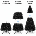7 ft Prelit Black Artificial Christmas Tree with 450 White LED Lights, 1,916 PE/PVC Tips, Hinged Branches and Metal Stand