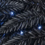 7 ft Prelit Black Artificial Christmas Tree with 450 White LED Lights, 1,916 PE/PVC Tips, Hinged Branches and Metal Stand