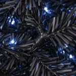 7 ft Prelit Black Artificial Christmas Tree with 450 White LED Lights, 1,916 PE/PVC Tips, Hinged Branches and Metal Stand