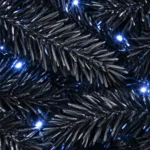 7.5 ft Prelit Black Artificial Christmas Tree with 500 White LED Lights, 2,156 PE/PVC Tips, Hinged Branches and Metal Stand