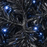 8 ft Prelit Black Artificial Christmas Tree with 600 White LED Lights, 2,486 PE/PVC Tips, Hinged Branches and Metal Stand