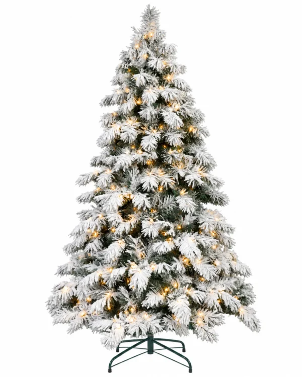 5 ft Flocked Artificial Christmas Tree, 375 Tips, 200 Warm White Lights
