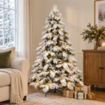 5 ft Flocked Artificial Christmas Tree, 375 Tips, 200 Warm White Lights