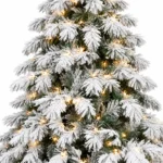 5 ft Flocked Artificial Christmas Tree, 375 Tips, 200 Warm White Lights