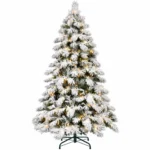 6 ft Flocked Artificial Christmas Tree, 594 Tips, 270 Warm White Lights