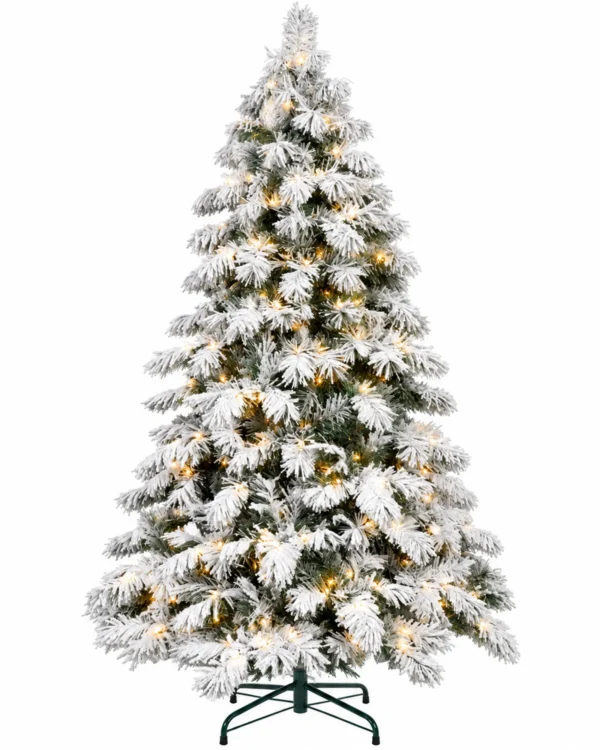 6 ft Flocked Artificial Christmas Tree, 594 Tips, 270 Warm White Lights