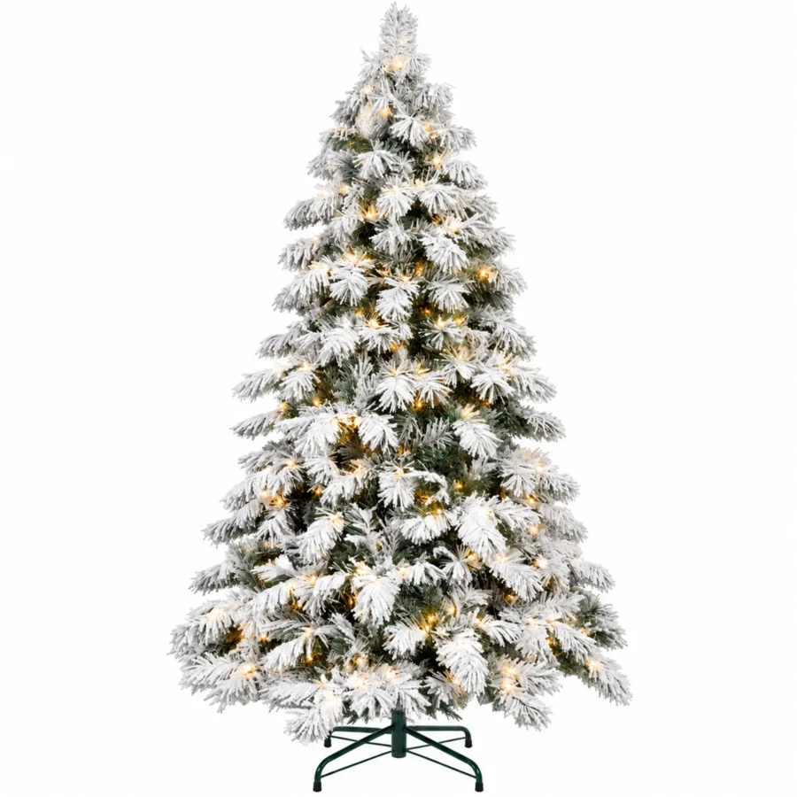 6 ft Flocked Artificial Christmas Tree, 594 Tips, 270 Warm White Lights
