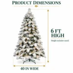 6 ft Flocked Artificial Christmas Tree, 594 Tips, 270 Warm White Lights
