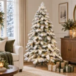 6 ft Flocked Artificial Christmas Tree, 594 Tips, 270 Warm White Lights