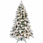 7 ft Flocked Artificial Christmas Tree, 890 Tips, 360 Warm White Lights