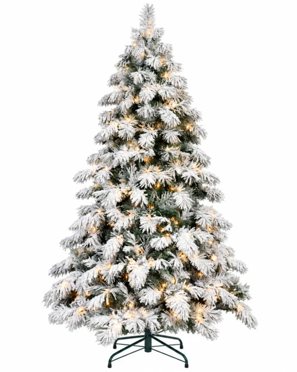 7 ft Flocked Artificial Christmas Tree, 890 Tips, 360 Warm White Lights