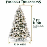 7 ft Flocked Artificial Christmas Tree, 890 Tips, 360 Warm White Lights