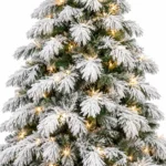 7 ft Flocked Artificial Christmas Tree, 890 Tips, 360 Warm White Lights