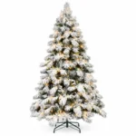 8 ft Flocked Artificial Christmas Tree, 1242 Tips, 470 Warm White Lights