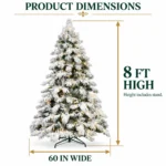 8 ft Flocked Artificial Christmas Tree, 1242 Tips, 470 Warm White Lights