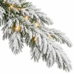 8 ft Flocked Artificial Christmas Tree, 1242 Tips, 470 Warm White Lights