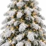 8 ft Flocked Artificial Christmas Tree, 1242 Tips, 470 Warm White Lights